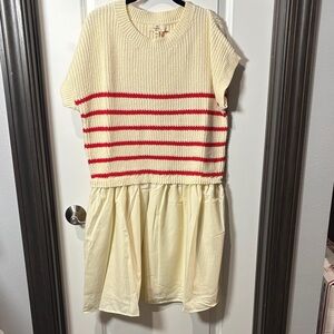 Entro Cream and Red Knit Sweater dress